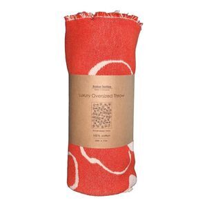 NEW Barker Textiles Orange Luxury Oversized Throw Floral Print 55” x 71”